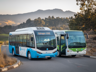 What operational trade-offs do hydrogen fuel-cell microbuses present versus battery shuttles on hilly routes?