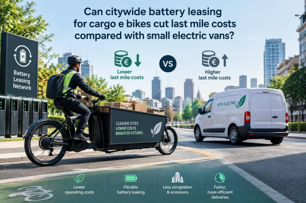 Can citywide battery leasing for cargo e-bikes cut last-mile costs compared with small electric vans?